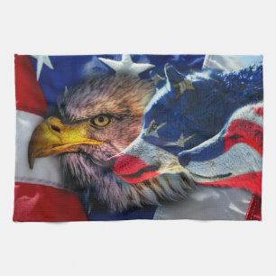 American Bald Eagle Wolf Flag Patriotic Geschirrtuch