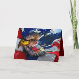 American Bald Eagle Wolf Flag Patriotic Karte