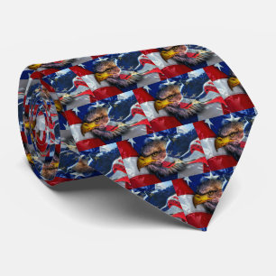 American Bald Eagle Wolf Flag Patriotic Krawatte