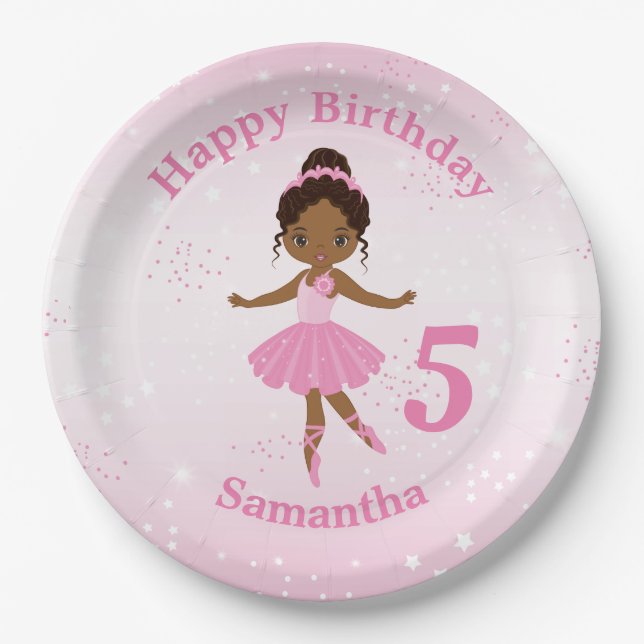 American Ballerina Birthday Paper Plate Pappteller (Vorderseite)