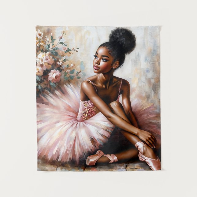 American Ballerina in Pink Wandteppich (Vorderseite)