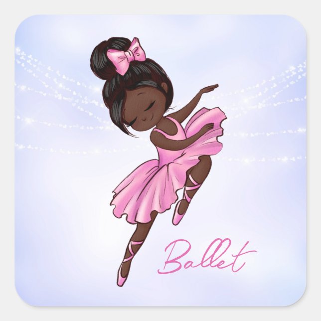 American Ballerina Pink, Lila Ballett Quadratischer Aufkleber (Vorderseite)