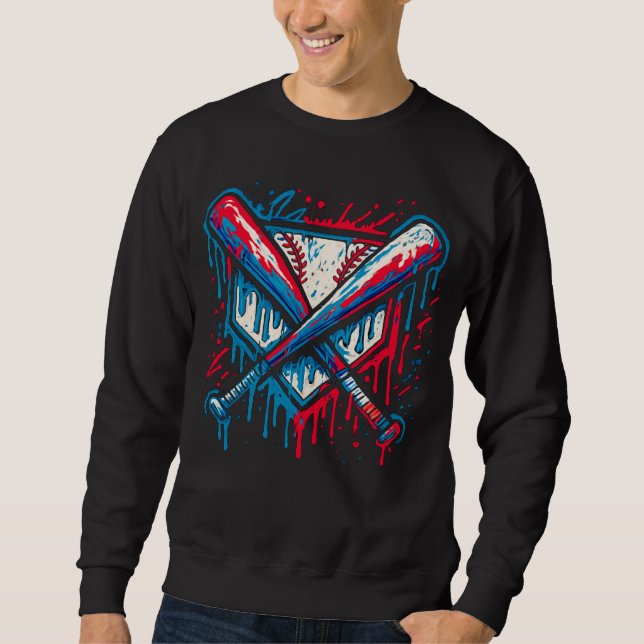 American Baseball Drip Graffiti Ball and Bat Sweatshirt (Vorderseite)