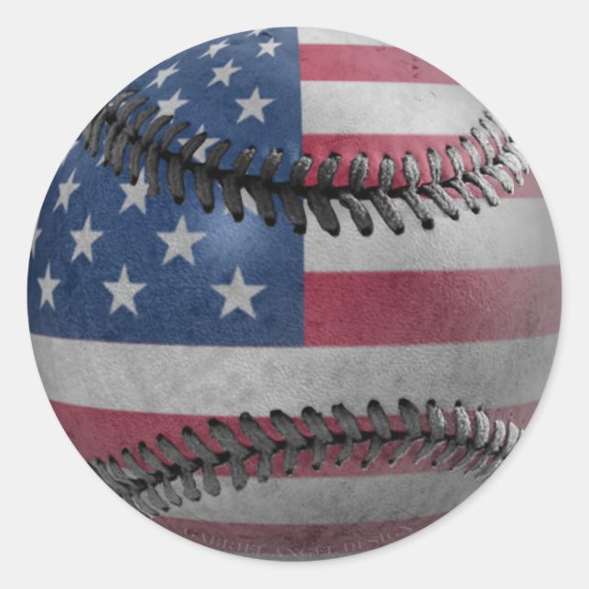 American Baseball Runder Aufkleber (Vorderseite)
