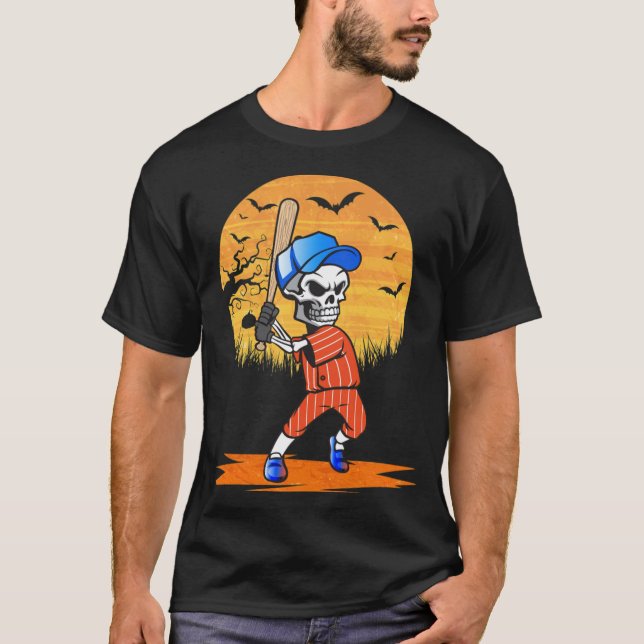 American Baseball Skeleton Halloween Men Soccer T-Shirt (Vorderseite)