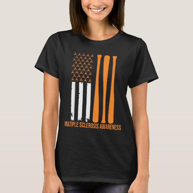 American Baseball Sports Multiple Sclerosis Awaren T-Shirt (Vorderseite)