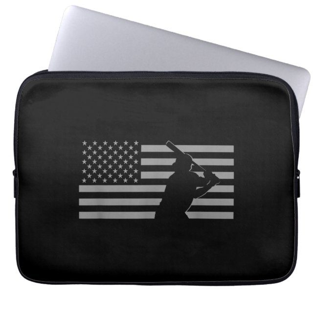 American Baseball USA Flag Baseball Laptopschutzhülle (Vorderseite)