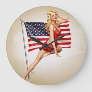 American Beauty - Retro Pinup-Uhr Große Wanduhr