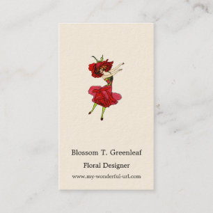 American Beauty Rose, Whimsical Blume Book Art Visitenkarte