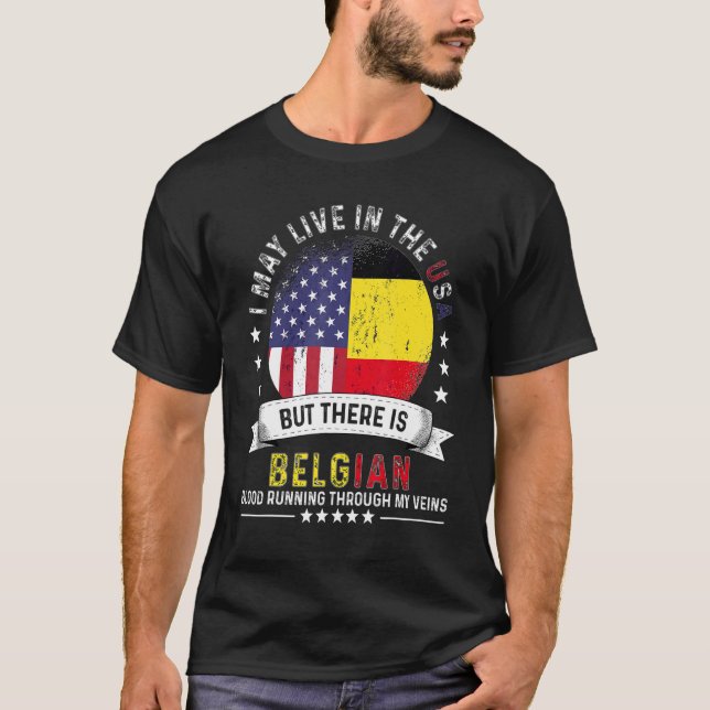 American Belgium Zuhause in Us Patriot American Be T-Shirt (Vorderseite)