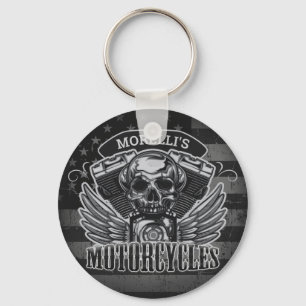 American Biker ADNAME Skull V-Twin Motorräder Schlüsselanhänger