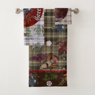 American Bird Woodland Weihnachtsmuster Badhandtuch Set