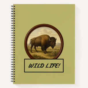 American Bison Dark Khaki Spiri Notebook Notizbuch