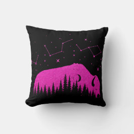 American Bison Fuchsia Pink Stars Galaxy Moon Kissen