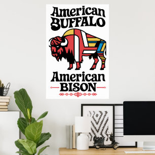 American Bison Illustration Poster
