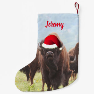American Bison in Santa    HatKleiner Weihnachtsvo Kleiner Weihnachtsstrumpf