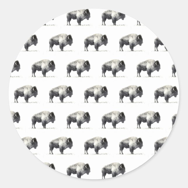 American Bison Runder Aufkleber (Vorderseite)