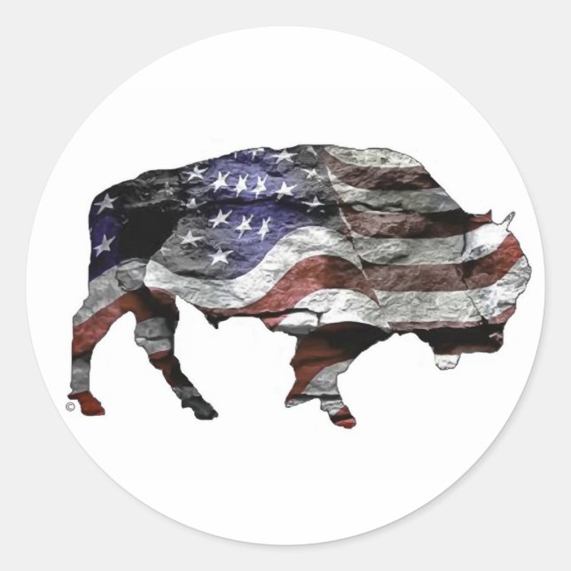 American Bison Runder Aufkleber (Vorderseite)