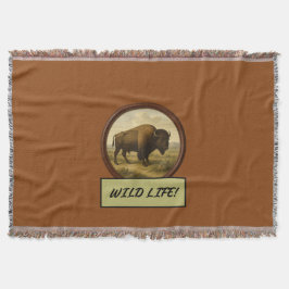 American Bison Saddle Brown Throw Blanket Decke
