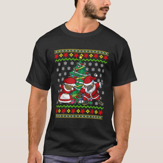American Black Dabbing Santa Claus Chr T-Shirt (Vorderseite)