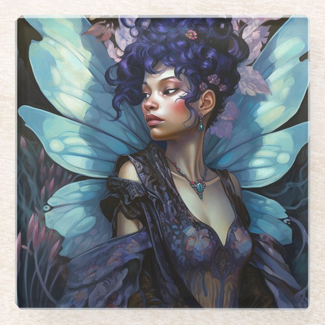 American Black Faiasy Fantasy Art Glasuntersetzer (Vorderseite)