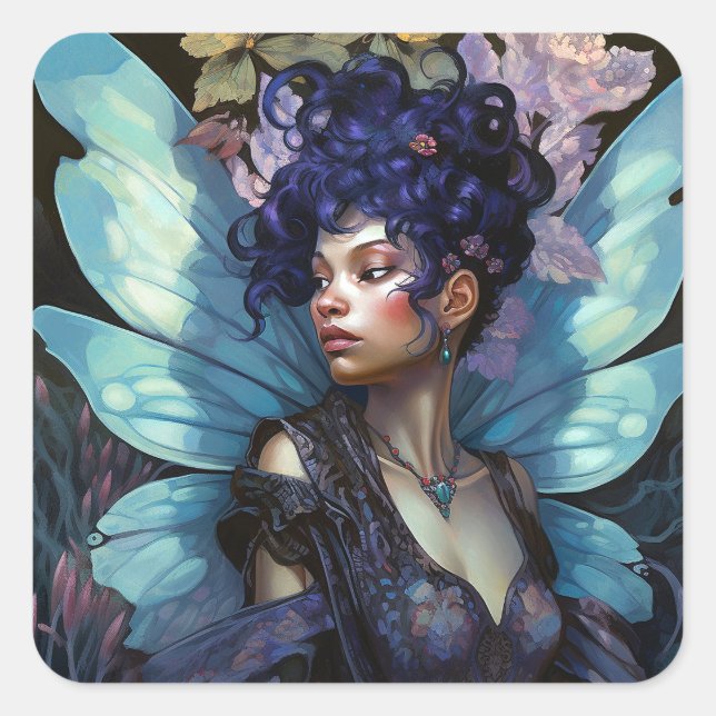 American Black Faiasy Fantasy Art Quadratischer Aufkleber (Vorderseite)
