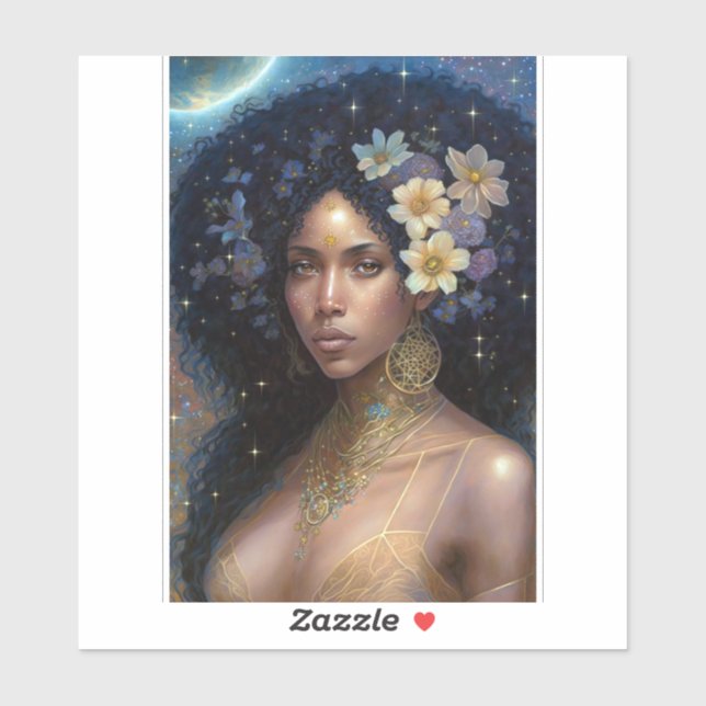 American Black Goddess Queen Fantasy Art Aufkleber (Blatt)