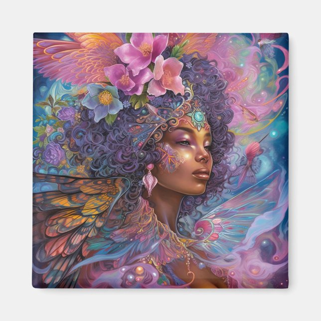 American Black Goddess Queen Fantasy Art M Magnet (Vorne)