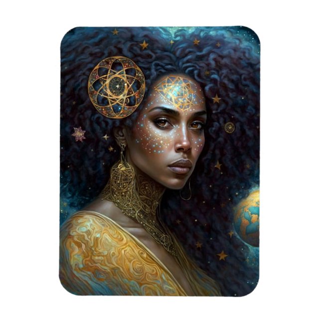 American Black Goddess Queen Fantasy Art M Magnet (Vertikal)