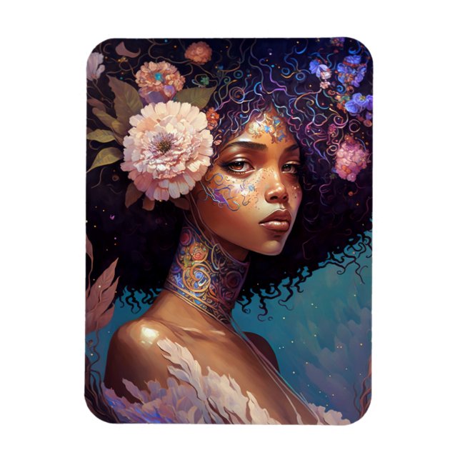 American Black Goddess Queen Fantasy Art Magnet (Vertikal)