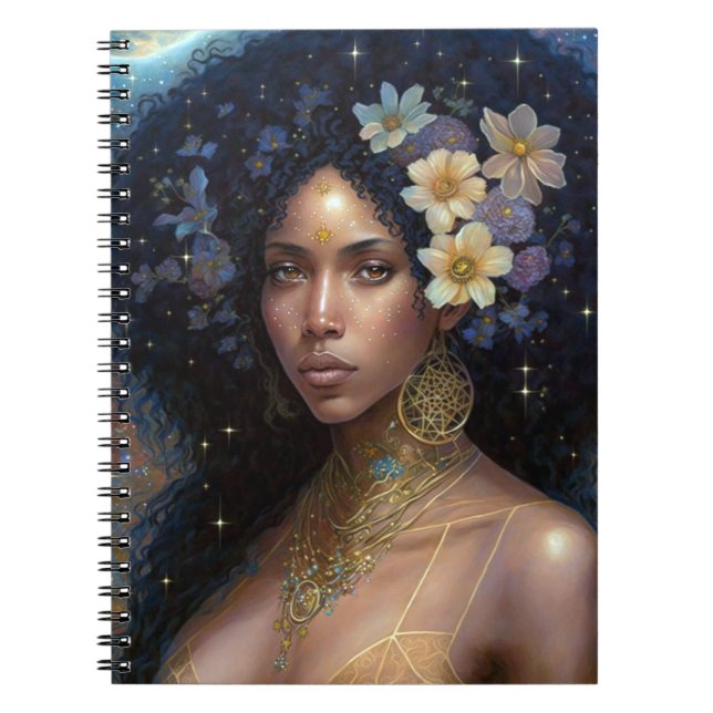 American Black Goddess Queen Fantasy Art N Notizblock (Vorderseite)