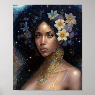 American Black Goddess Queen Fantasy Art P Poster