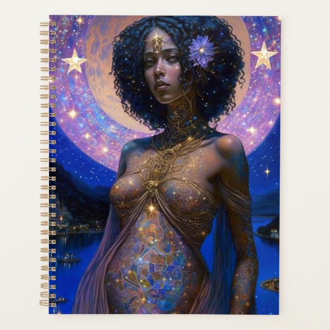 American Black Goddess Queen Fantasy Art Planer (Vorderseite)