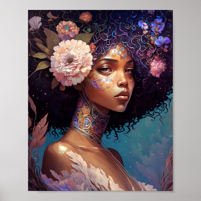 American Black Goddess Queen Fantasy Art Poster (Vorne)