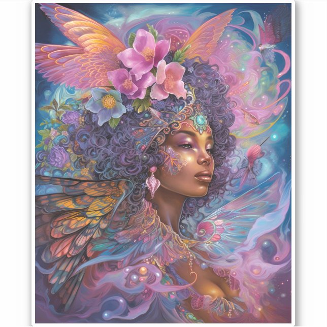 American Black Goddess Queen Fantasy Art S Aufkleber (Vorderseite)