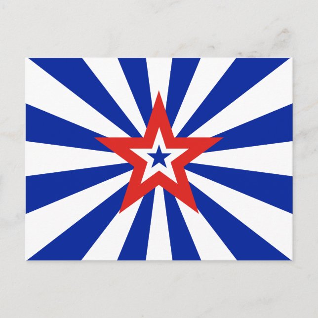 American Blue Sternexplosion Patriotic Party Einladungspostkarte (Vorderseite)