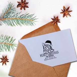 American Bobtail Cat Rücksendeadresse Weihnachten Gummistempel