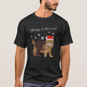 American Bobtail Katze Frohe Katzenweihnachten Wei T-Shirt