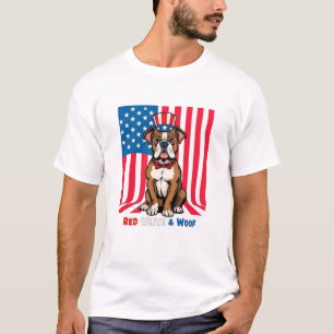 American Boxer Red White & Woof T-Shirt