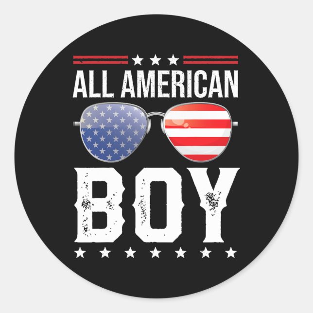 American Boy Matching Family 4. Juli Runder Aufkleber (Vorderseite)