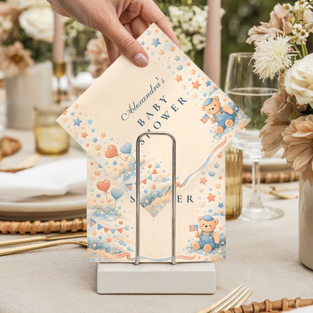 American Boy Red White Blue Baby Shower Serviette (Von Creator hochgeladen)