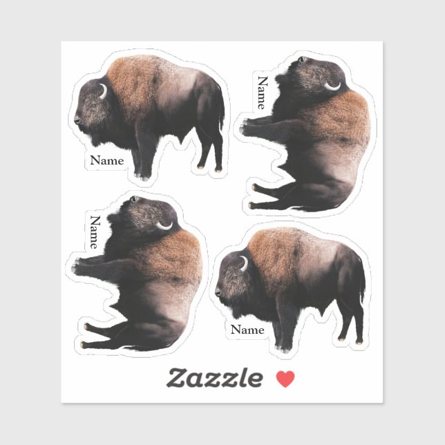 American Brown Buffalo mit Namen Aufkleber (Blatt)