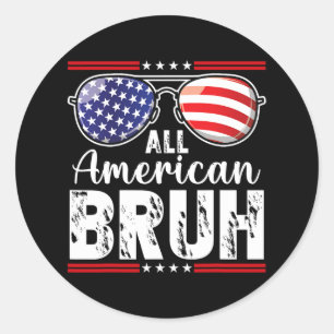American Bruh 4. Juli Boys Patriotic Teens Kind Runder Aufkleber