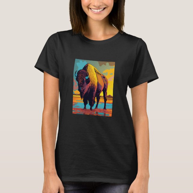 American Buffalo Animal Pop Bison Grilling  2 T-Shirt (Vorderseite)