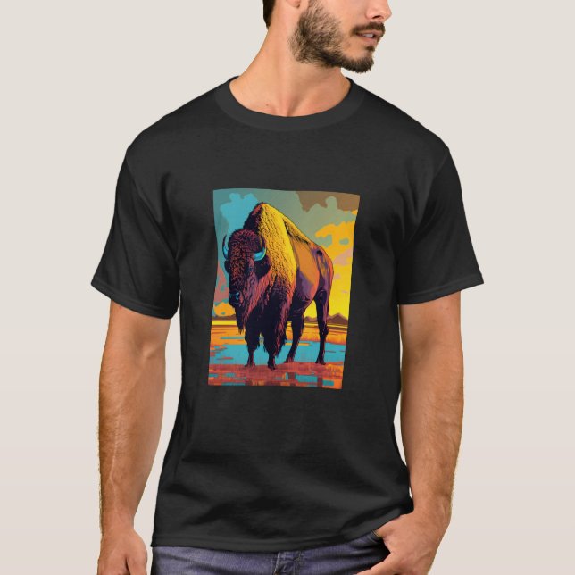 American Buffalo Animal Pop Bison Grilling  2 T-Shirt (Vorderseite)