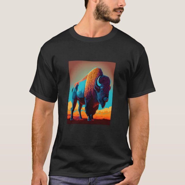 American Buffalo Animal Pop Bison Grilling  3 T-Shirt (Vorderseite)