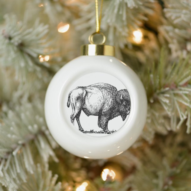 American Buffalo Bison Keramik Kugel-Ornament (Baum)