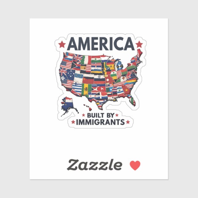 American Builed by Immigrations Patriotic American Aufkleber (Blatt)