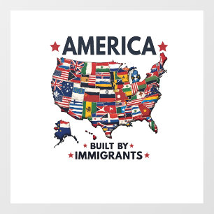 American Builed by Immigrations Patriotic American Fensteraufkleber