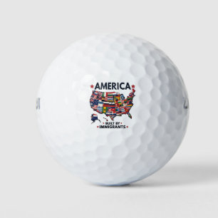 American Builed by Immigrations Patriotic American Golfball